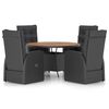 vidaXL Set mobilier de exterior cu perne, 5 piese, negru, poliratan