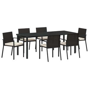 vidaXL Set de masă pentru grădină 7 pcs Negru