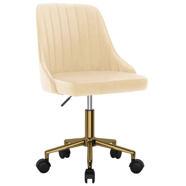 vidaXL Scaune de sufragerie pivotante 6 buc, crem, catifea