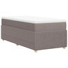vidaXL Pat box spring cu saltea, gri taupe, 90x200 cm, textil