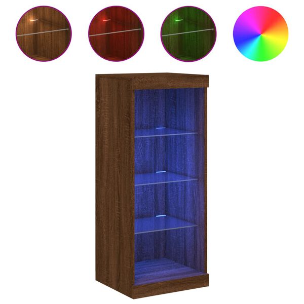 vidaXL Servantă cu lumini LED, stejar maro, 41x37x100 cm