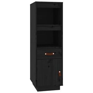 vidaXL Dulap &icirc;nalt, negru, 34x40x108,5 cm, lemn masiv de pin