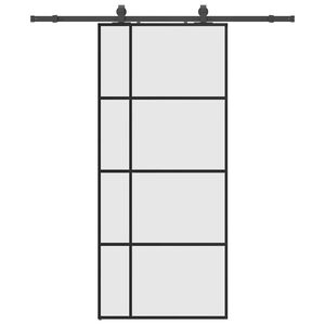 vidaXL Ușă glisantă cu set de feronerie neagră 90x205 cm Sticlă ESG