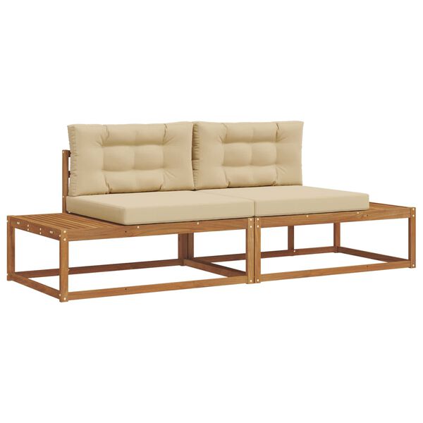 vidaXL Set de canapele de exterior cu pernă 2 Bucată Natural și Bej