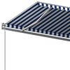 vidaXL Copertină retractabilă manual cu st&acirc;lpi, albastru & alb, 6x3 m