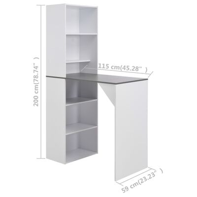 vidaXL Masă de bar cu dulap, alb, 115 x 59 x 200 cm
