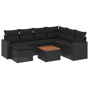 vidaXL Set mobilier de grădină cu perne, 8 piese, negru, poliratan