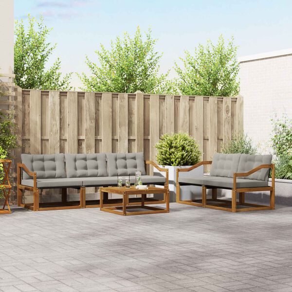 vidaXL Set de canapele de exterior 6 pcs Gri natural și deschis