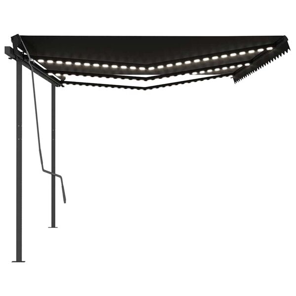 vidaXL Copertină automată cu senzor v&acirc;nt & LED, antracit, 6x3 m