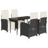 vidaXL Set mobilier de grădină cu perne, 5 piese, negru, poliratan