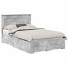 vidaXL Cadru de pat Gri din beton 135 x 190 cm Lemn prelucrat
