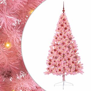 vidaXL Pom de Crăciun artificial pre-iluminat Roz 180 cm PVC