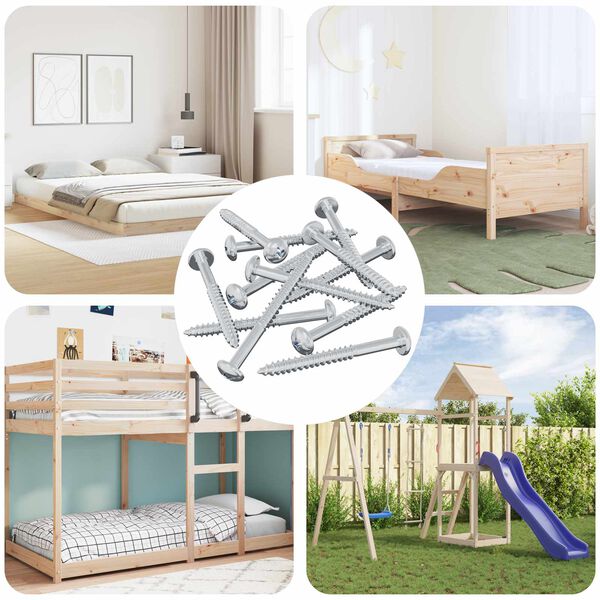 vidaXL Șurub din Lemn 12 pcs Argintiu 9,8 x 53 mm Oțel