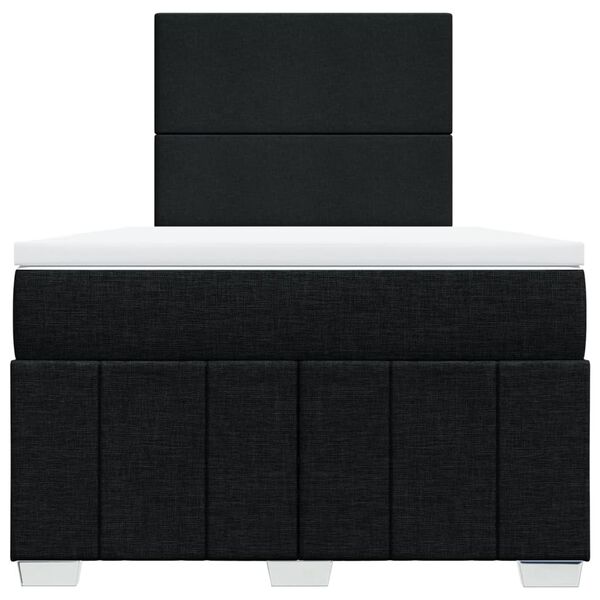 vidaXL Pat box spring cu saltea, negru, 120x190 cm, catifea