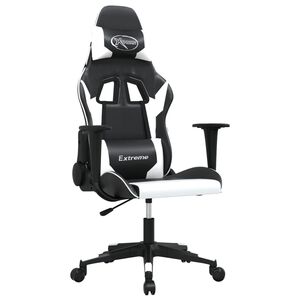 vidaXL Scaun de jocuri, negru și alb, piele ecologică