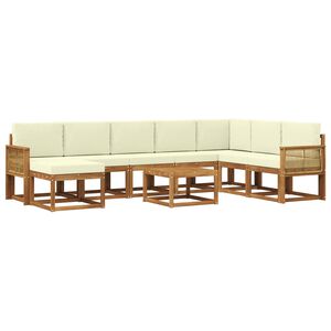 vidaXL Set de canapele de exterior 9 buc. Natural și Crem