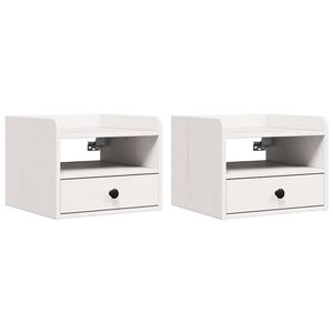 vidaXL Noptieră 2 buc. Alb 38 x 36 x 29,5 cm Lemn masiv de pin