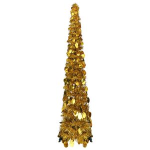 vidaXL Pom de Crăciun artificial tip pop-up, auriu, 120 cm, PET