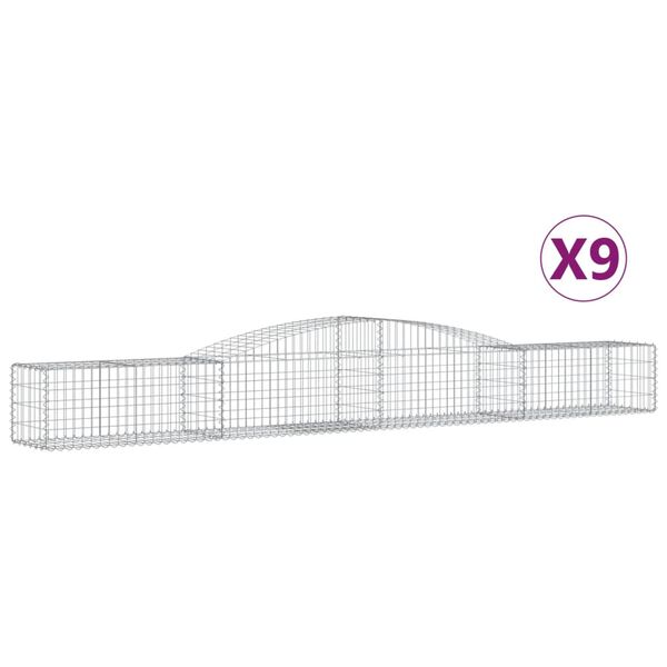 vidaXL Coșuri gabion arcuite 9 buc, 400x50x40/60 cm, fier galvanizat