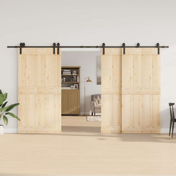 vidaXL Set feronerie pentru uși glisante, negru, 400 cm, oțel