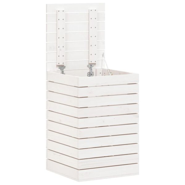 vidaXL Coș de rufe, alb, 44x44x66 cm, lemn masiv de pin