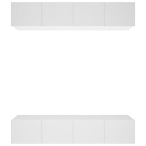 vidaXL Comode TV, 4 buc., alb, 80x30x30 cm, lemn prelucrat