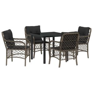 vidaXL Set de masă pentru grădină cu pernă 5 pcs Gri poliratan