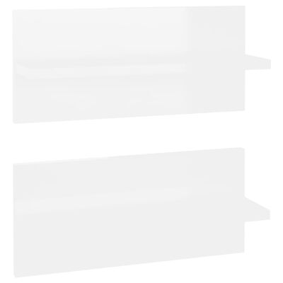 vidaXL Rafturi de perete, 2 buc., alb extralucios, 40x11,5x18 cm, PAL