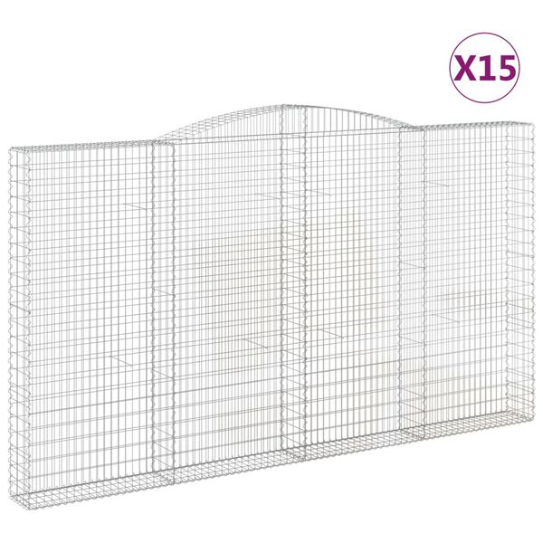 vidaXL Coșuri gabion arcuite 15 buc, 400x30x220/240cm, fier galvanizat