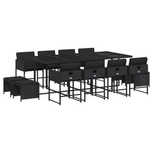 vidaXL Set mobilier de grădină cu perne, 13 piese, negru, poliratan