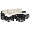 vidaXL Set de canapele pentru grădină 7 pcs Negru și Alb crem