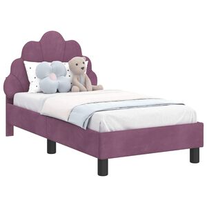 vidaXL Cadru de pat pentru copii cu spătar Violet 70 x 140 cm Catifea
