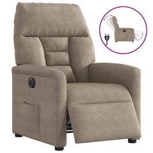 vidaXL Fotoliu rabatabil electric, gri taupe, microfibră