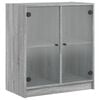 vidaXL Dulap lateral cu uși din sticlă, gri sonoma, 68x37x75,5 cm