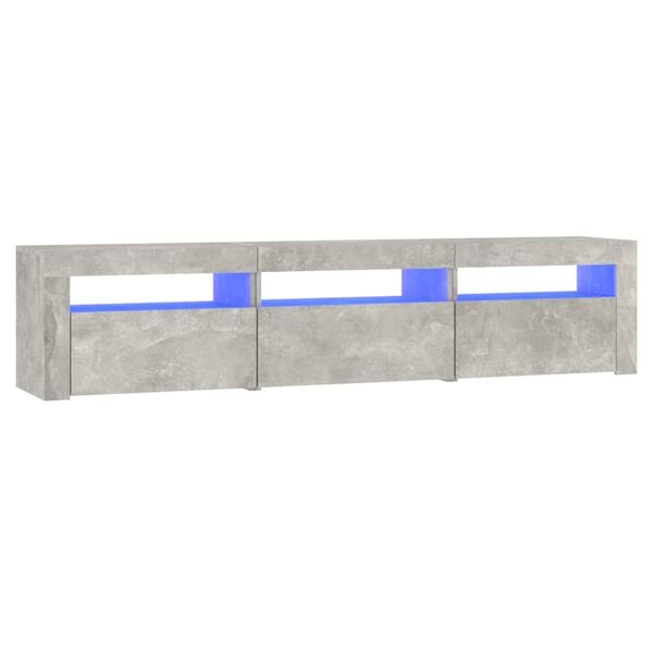 vidaXL Comodă TV cu lumini LED, gri beton, 180x35x40 cm