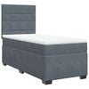 vidaXL Pat box spring cu saltea, gri &icirc;nchis, 100x200 cm, catifea