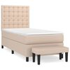 vidaXL Pat box spring cu saltea, cappuccino, 100x200cm piele ecologică