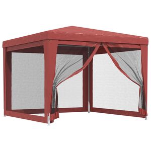 vidaXL Cort de petrecere cu 4 pereți din plasă, roșu, 3x3 m, HDPE