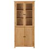 vidaXL Bibliotecă cu 4 uși, 80x35x180 cm, lemn masiv stejar și sticlă