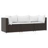 vidaXL Set mobilier de grădină cu perne, 3 piese, maro, poliratan