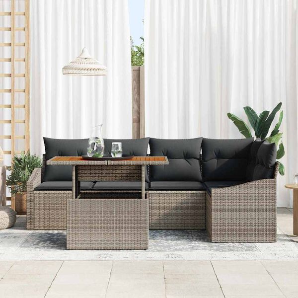 vidaXL Set de canapele pentru grădină 6 pcs Gri Rattan poli