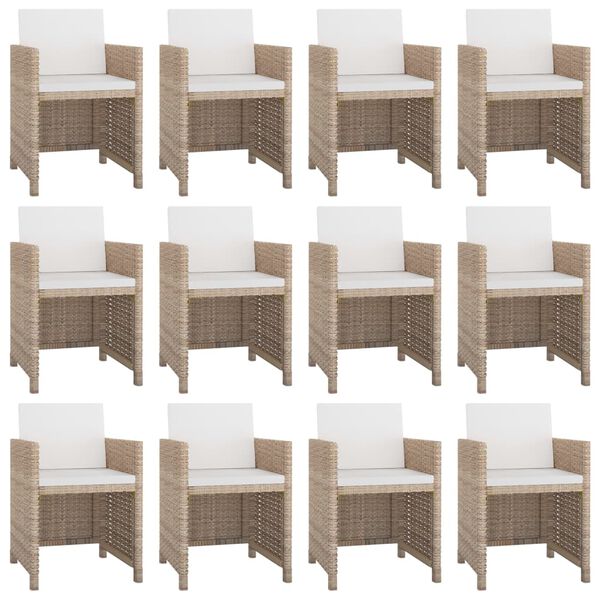 vidaXL Set mobilier de exterior cu perne, 13 piese, bej, poliratan