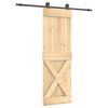 vidaXL Ușă glisantă Natural și Negru 70 x 210 cm Lemn de Pin Solid