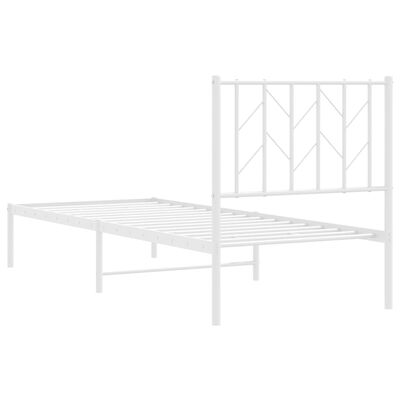 vidaXL Cadru de pat metalic cu tăblie, alb, 75x190 cm