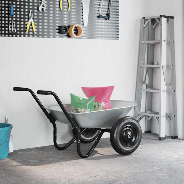 vidaXL &Icirc;nlocuire tavă pentru roabă Argintiu 90 x 63 x 28 cm Oțel