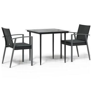 vidaXL Set mobilier de grădină cu perne, 3 piese, poliratan și oțel