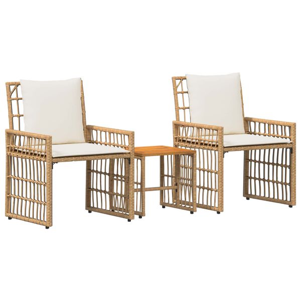 vidaXL Set de Mobilier pentru Exterior 3 pcs Alb Natural și Crem