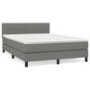 vidaXL Pat box spring cu saltea, gri &icirc;nchis, 140x190 cm, textil