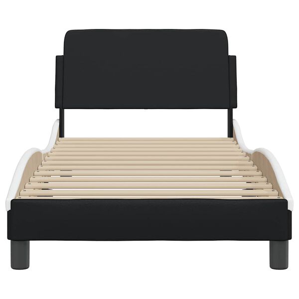 vidaXL Cadru de pat Dover negru și alb 90x190 cm piele artificială