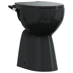 vidaXL Toaletă fără bord 7 cm &icirc;nălțime suplimentară &icirc;nchidere ușoară ceramică neagră